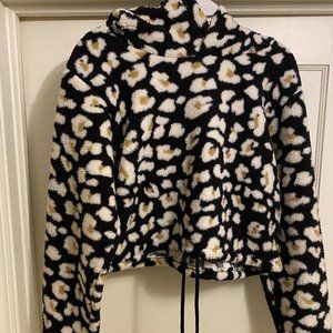 cropped fuzzy sweatshirt